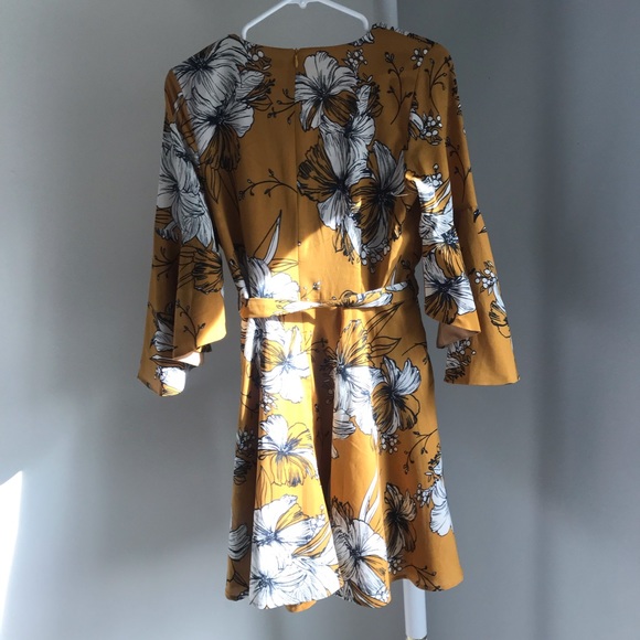 Mustard Bell Sleeve Mini Dress - Picture 5 of 6